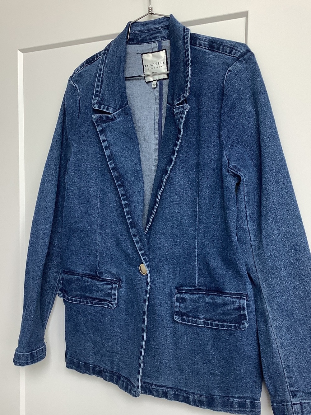 bagatelle Denim Single-Button Blazer Jacket - Blue
